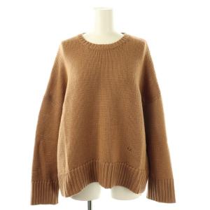 ロゴ刺繍 プルオーバーニット セーター 長袖 36 キャメル /DF OS