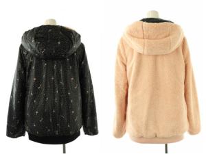 franche lippée ドット柄 中綿ジャケット リバーシブル ボア M ブラック オレンジ /DF OS