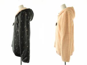 franche lippée ドット柄 中綿ジャケット リバーシブル ボア M ブラック オレンジ /DF OS