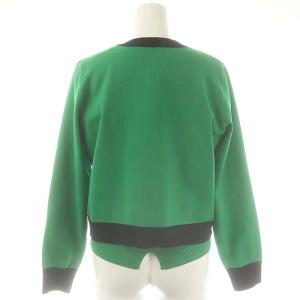 JUSGLITTY 24SS ブローチ付配色アンサンブル セット カーディガン ニット バイカラー 2 緑 グリーン 紺 ネイビー