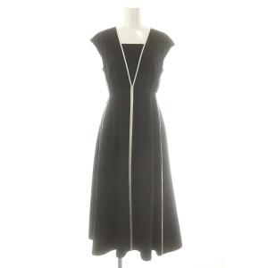 24SS ダブルタックフレアーワンピース ロング ノースリーブ 0 ブラック /DF OS