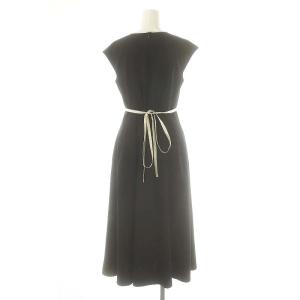 Apuweiser-riche 24SS ダブルタックフレアーワンピース ロング ノースリーブ 0 ブラック /DF OS