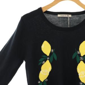 Viaggio Blu レモンデザインクルーネックニット セーター 長袖 2 紺 ネイビー /AT OS SH