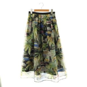 リップストッププリントスカート フレア マキシ ロング 36 マルチカラー /AT OS SH