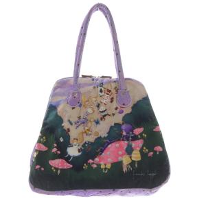 アリス トートバッグ ハンドバッグ 総柄 紫 パープル 緑 グリーン /SR15 SH