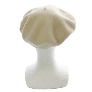CHANEL ビニールカメリア ウール ベレー帽 アイボリー