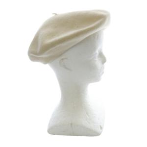CHANEL ビニールカメリア ウール ベレー帽 アイボリー