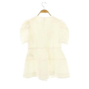 CELFORD 23SS ペプラムハーフスリーブジャケット ノーカラー ツイード 36 白 ホワイト /AT OS