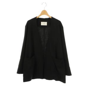 25SS ノーカラーオーバージャケット 薄手 38 M 黒 ブラック /AT OS