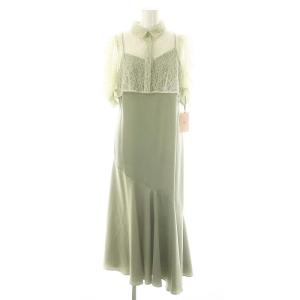 レースブラウス セットアップ キャミワンピース サテン M ミント スモークグリーン /ES OS