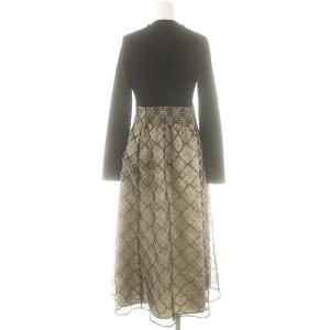 Noela 25SS ラメチェックドッキングニットワンピース M ブラック ベージュ /ES OS