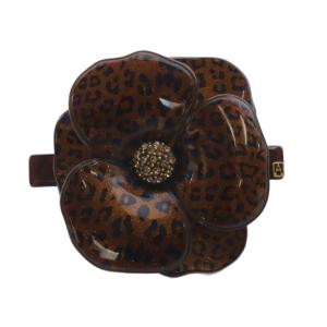 レオパード柄 カメリアバレッタ ロゴ 茶 ブラウン /SR37