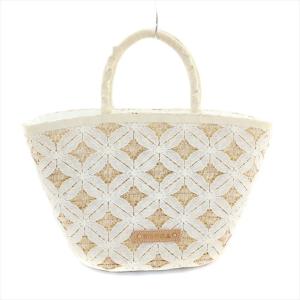 ハンドバッグ かごバッグ レース 巾着開閉 白 ホワイト ベージュ /AS OS