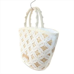 TOCCA ハンドバッグ かごバッグ レース 巾着開閉 白 ホワイト ベージュ /AS OS