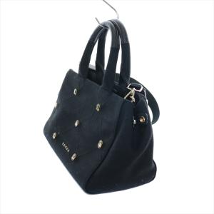 TOCCA ハンドバッグ トート ショルダー 2way ビジュー キャンバス 黒 ブラック /AS OS