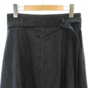 ANAYI 24SS デニムライクスカート ロング フレア 38 ネイビー /DO OS