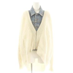 ニット デニム ドッキングジャケット ブルゾン アイボリー ブルー /ES OS