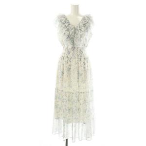 24SS Sustainableプリーツフリルワンピース マキシ ロング 0 白 ホワイト /AT OS