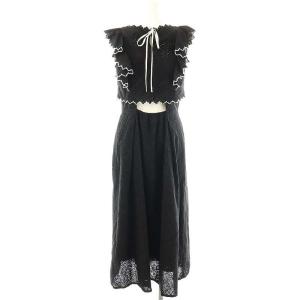 SNIDEL 24SS 2点セット パンチングレース ブラウス ノースリーブワンピース 1 ブラック ホワイト /DO