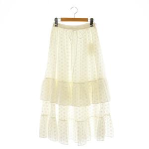 コットンレースギャザースカート マキシ ロング F 白 ホワイト /AT OS