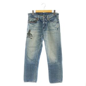 スタッズ ボタンフライ デニムパンツ ジーンズ S 青 ブルー /SS OS