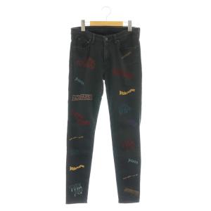 デニムパンツ ジーンズ 刺繍 M 黒 ブラック /SS OS