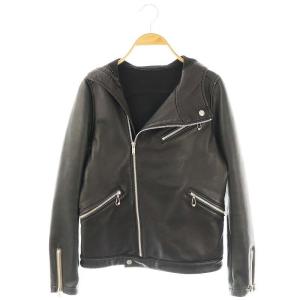 ラムレザーフードジャケット FREE 黒 /MI OS