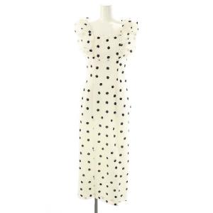 24AW バルーンフリルスリーブIラインワンピース マキシ ロング ドット 0 白 ホワイト 黒 ブラック