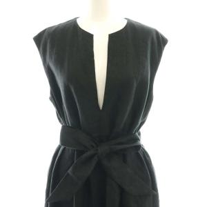 Plage Linen フレア ワンピース スキッパー 38 黒 /CX OS