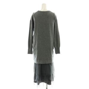 Torrazzo Donna チュールレイヤード ニットワンピース ミモレ ロング 2点セット F グレー /AT OS