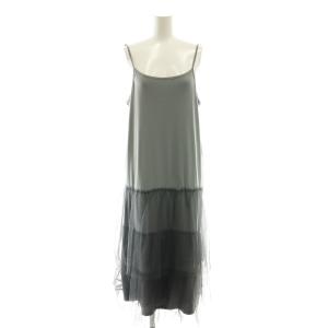 Torrazzo Donna チュールレイヤード ニットワンピース ミモレ ロング 2点セット F グレー /AT OS