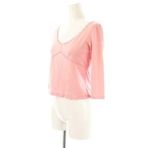 PRADA クロップドフリルトップス カットソー S ピンク /DO OS