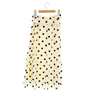 PINKY&DIANNE ベルト付きドットプリントフレアスカート 水玉 36 アイボリー ブラック /ES OS