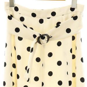 PINKY&DIANNE ベルト付きドットプリントフレアスカート 水玉 36 アイボリー ブラック /ES OS
