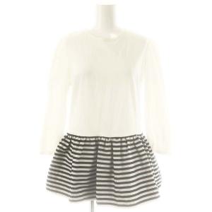 PEPLUM LONG SLEEVE TEE カットソー チュニック ペプラム 38 ホワイト ブラック