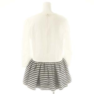 BORDERS at BALCONY PEPLUM LONG SLEEVE TEE カットソー チュニック ペプラム 38 ホワイト ブラック