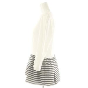 BORDERS at BALCONY PEPLUM LONG SLEEVE TEE カットソー チュニック ペプラム 38 ホワイト ブラック