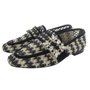 ツイードローファー ビジュー 35.5 ベージュ ブラック