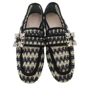 ROGER VIVIER ツイードローファー ビジュー 35.5 ベージュ ブラック