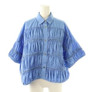 25SS TIERED GATHER SHIRT 38 ブルー