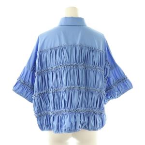ENFOLD 25SS TIERED GATHER SHIRT 38 ブルー