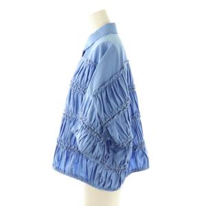 ENFOLD 25SS TIERED GATHER SHIRT 38 ブルー