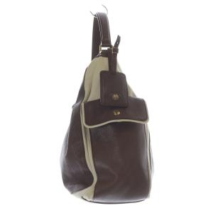 YVES SAINT LAURENT キャンバス レザー ワンショルダーバッグ ブラウン ベージュ 252592