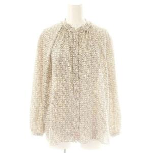 23AW モノグラムプリント フリルネックブラウス シャツ 総柄 36 ベージュ ブラック /ES OS