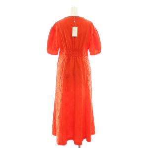 BALLSEY 24SS フラワージャカードマーメイドワンピース ロング 五分袖 36 レッド /DO OS