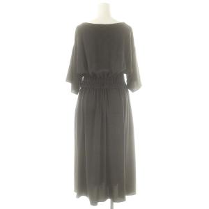 DES PRES ジャージーライクジョーゼット ワイドスリーブマキシワンピース 34 チャコール /ES OS