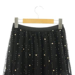 BALLSEY 24SS ビーズミックスエンブロイダリーギャザースカート 34 ブラック マルチカラー /DO OS