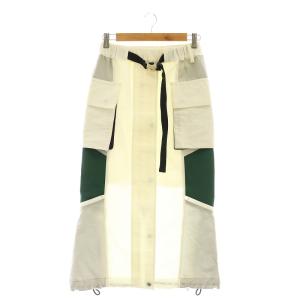 ハイブリッドカーゴスカート ロング タイト 1 ホワイト グリーン 21-05796 /HK OS