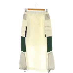 sacai ハイブリッドカーゴスカート ロング タイト 1 ホワイト グリーン 21-05796 /HK OS