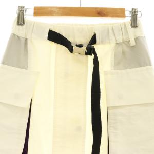 sacai ハイブリッドカーゴスカート ロング タイト 1 ホワイト グリーン 21-05796 /HK OS